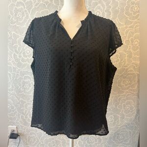 JCrew Factory Ruffleneck Blouse in Clipdot - Sz XL